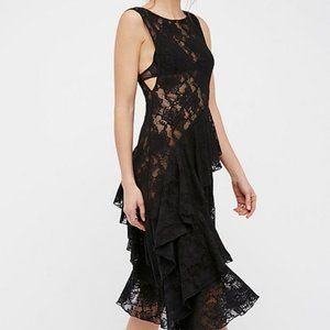 NWT Free People Florence Black Lace Slip M